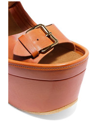 Stella McCartney Faux Leather Platform Sandals Camel