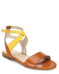 Cole Haan Fenley Two Tone Leather Ankle Wrap Sandals