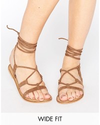 Asos Foundation Wide Fit Leather Lace Up Sandals