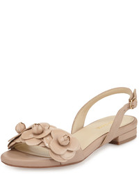 Taryn Rose Ida Flower Flat Slingback Sandal Nude