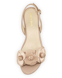 Taryn Rose Ida Flower Flat Slingback Sandal Nude