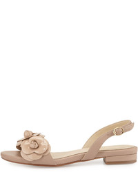 Taryn Rose Ida Flower Flat Slingback Sandal Nude