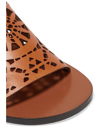Chloé Laser Cut Leather Sandals Tan