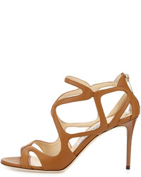 Jimmy Choo Leslie Curvy Caged Leather Sandal Canyon