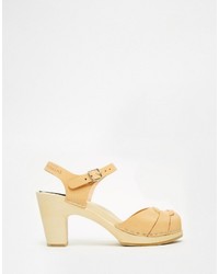 Swedish Hasbeens Natural Leather Peep Toe Super High Sandals