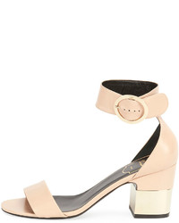 Roger Vivier Podium Leather 70mm Sandal Beige