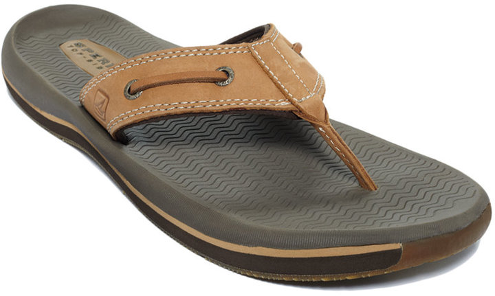 Tan Leather Sandals: Sperry Santa Cruz Thong Sandals