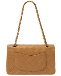 Chanel Beige Quilted Lambskin Classic Double Flap Medium
