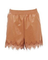 Boohoo Fabienne Leather Look Lace Trim Shorts