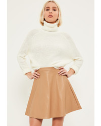 Missguided Nude Faux Leather Full Mini Skirt