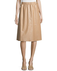 Neiman Marcus Leather A Line Midi Skirt