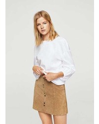 Mango Snap Leather Skirt