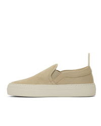 Woman by Common Projects Beige Leather And Suede Slip On Sneakers