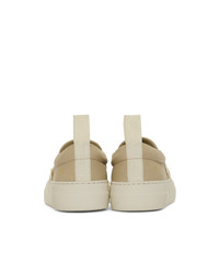 Woman by Common Projects Beige Leather And Suede Slip On Sneakers