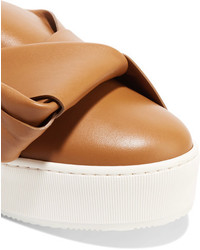 No.21 No 21 Knotted Leather Slip On Sneakers Tan