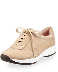 Taryn Rose Arvella Leather Trainer Sneaker Soft Taupe