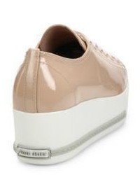 Miu Miu Patent Leather Cap Toe Platform Sneakers