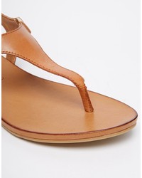 Aldo Bellia Tan Leather Thong Flat Sandals