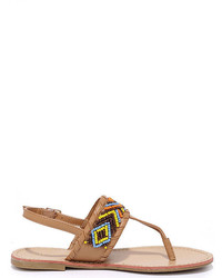 Liliana Into The Wild Black Beaded Thong Sandals
