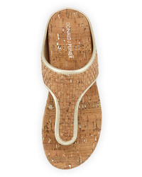 Donald J Pliner Merie Woven Cork Flat Thong Sandal Platino