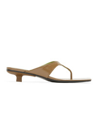 By Far Tan Semi Patent Leather Jack Heeled Sandals