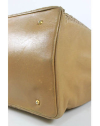 Bottega Veneta Auth Tan Intrecciato Leather Gold Tone Double Handle Tote Handbag