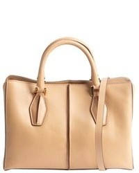 Tod's Beige And Ivory Leather Top Handle Convertible Tote