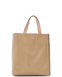 Marni Beige And Red Musseo Soft Tote