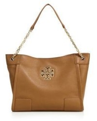 Tory Burch Britten Small Center Zip Leather Tote