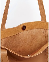 Asos Collection Leather And Suede Shopper With Whipstitch Detail