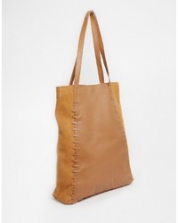 Asos Collection Leather And Suede Shopper With Whipstitch Detail