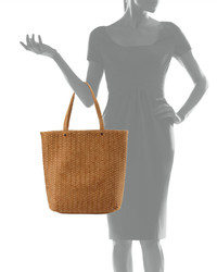 Neiman Marcus Distressed Woven Tote Bag Sand