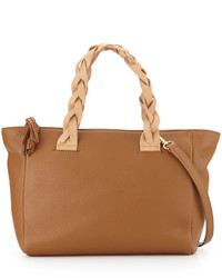 Neiman Marcus Greco Two Tone Tote Bag Camel