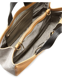 Pour La Victoire Inez Colorblock Leather Carryall Tote Bag Tan