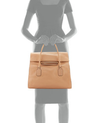 Valentino Leather Flap Top Tote Bag Beige