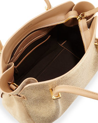 Nina Ricci Marche Small Embossed Leather Tote Bag Gold Metallic