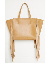 Remi Reid Leather Side Fringe Bag In Tan