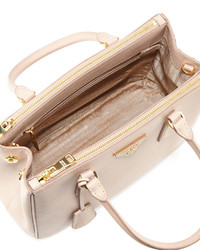 Prada Saffiano Lux Small Double Zip Tote Bag Blush