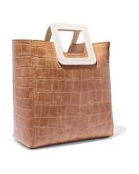 Staud Shirley Two Tone Croc Effect Leather Tote