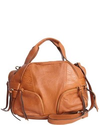 Martine Sitbon Tan Leather Zip Pocket Convertible Shoulder Bag
