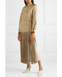 Valentino Double Breasted Fringed Leather Trench Coat
