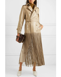 Valentino Double Breasted Fringed Leather Trench Coat