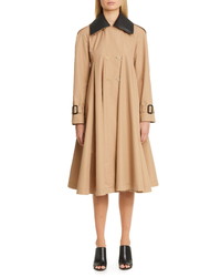 Loewe Pleated Trench Coat With Removable Leather Collar