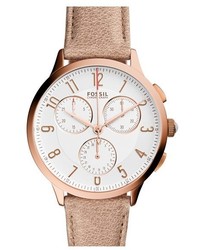 Fossil Abilene Chronograph Leather Strap Watch 34mm