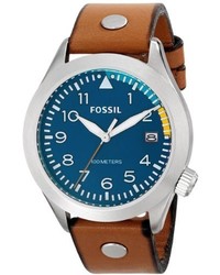 Fossil Am4554 The Roflite Stainless Steel Watch With Tan Leather Band