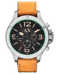 Armani Exchange Ax Chronograph Leather Strap Watch 48mm