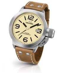 TW Steel Canteen 45mm Stainless Steel Leather Strap Watch