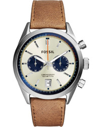 Fossil Chronograph Del Rey Tan Leather Strap Watch 43mm Ch2952
