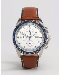 Fossil Chronograph Leather Watch In Tan Ch3029