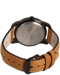 Timex Elevated Classics Black Dial Tan Leather Strap Watch Watches